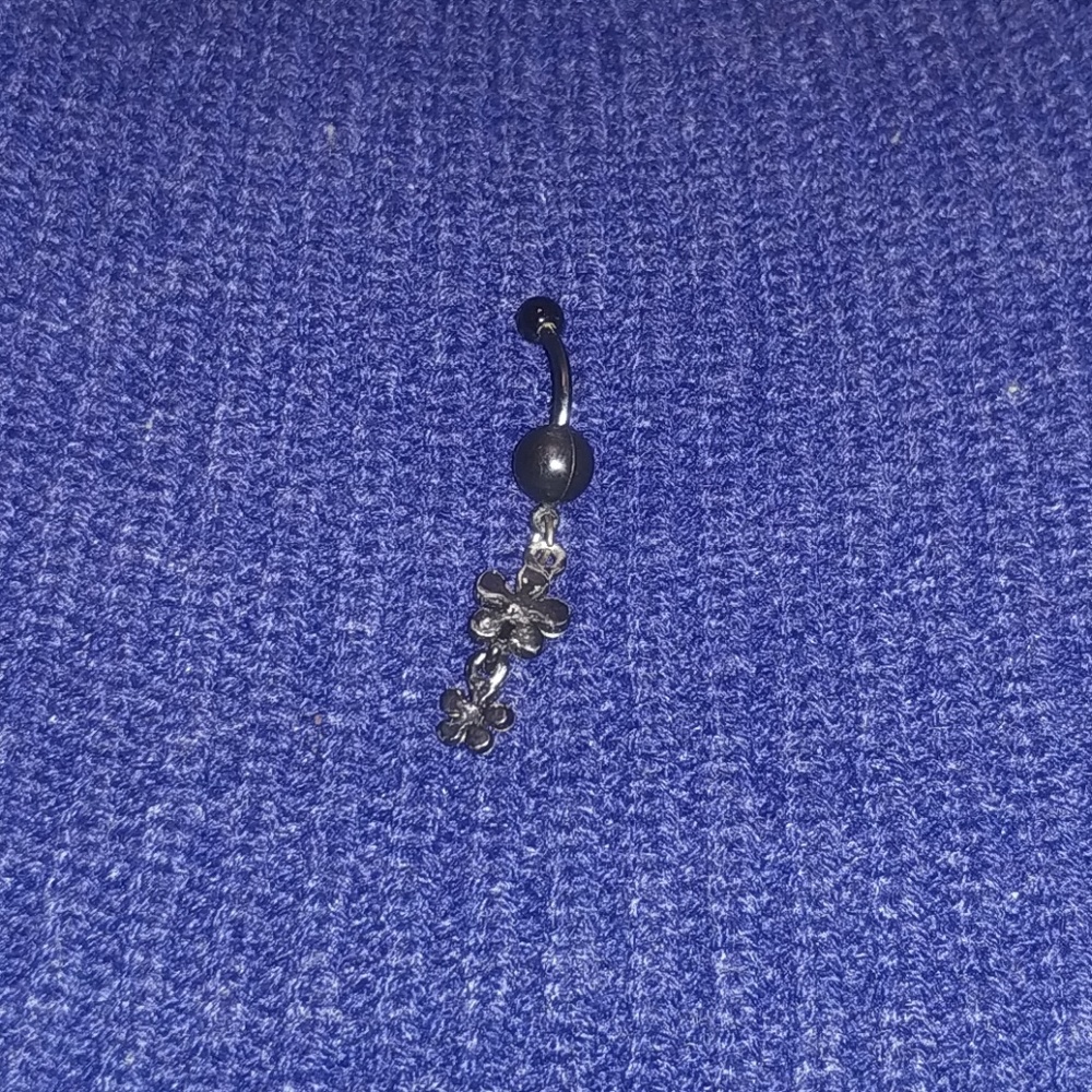 Black Rubber Dangle Belly Button Ring - image 5